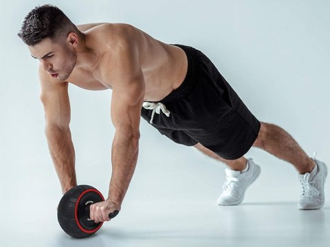 Wałek do ćwiczeń brzucha kółko roller koło + mata Wałek do ćwiczeń brzucha kółko roller koło + mata