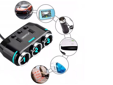 Rozdzielacz gniazda zapalniczki 2x usb ładowarka Rozdzielacz gniazda zapalniczki 2x usb ładowarka
