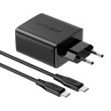 2W1 ŁADOWARKA SIECIOWA 2X USB-C USB 65W + KABEL USB-C CZARNY