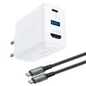 2W1 ŁADOWARKA SIECIOWA Z KABLEM USB-C + PRZEJŚCIÓWKA ADAPTER USB-C - HDMI 4K BIAŁY