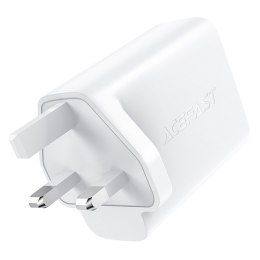 ŁADOWARKA SIECIOWA ANGIELSKA A32 GAN DWA PORTY USB-C PD 50W WTYCZKA UK BIAŁY