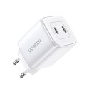 SZYBKA ŁADOWARKA SIECIOWA GAN 2X USB-C 45W QC PD BIAŁA