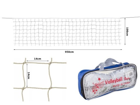 Siatka do gry w siatkówkę 9,5x1m z linką i torbą sport plażowa Siatka do gry w siatkówkę 9,5x1m z linką i torbą sport plażowa