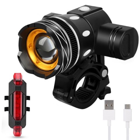 Lampka na rower rowerowa led t6 zestaw przód tył Lampka na rower rowerowa led t6 zestaw przód tył
