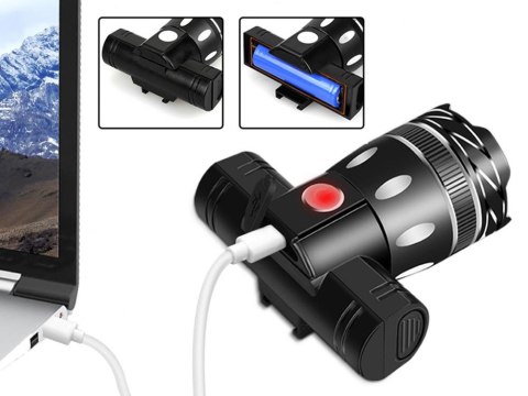 Lampka na rower rowerowa led t6 zestaw przód tył Lampka na rower rowerowa led t6 zestaw przód tył