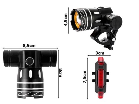Lampka na rower rowerowa led t6 zestaw przód tył Lampka na rower rowerowa led t6 zestaw przód tył
