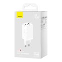 SZYBKA ŁADOWARKA SIECIOWA GAN 2X USB-C USB 65W + KABEL USB-C BIAŁA