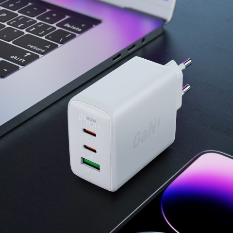 SZYBKA ŁADOWARKA SIECIOWA GAN 2X USB-C USB-A PPS PD QC4+ 65W CZARNA SZYBKA ŁADOWARKA SIECIOWA GAN 2X USB-C USB-A PPS PD QC4+ 65W CZARNA