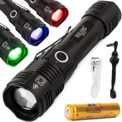 Latarka wojskowa taktyczna bailong dioda led zoom Latarka wojskowa taktyczna bailong dioda led zoom