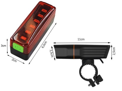 Lampka rowerowa przód tył zestaw do roweru led usb Lampka rowerowa przód tył zestaw do roweru led usb