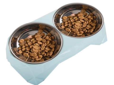 Miska podwójna dla psa kota metalowa 350ml x 2 Miska podwójna dla psa kota metalowa 350ml x 2