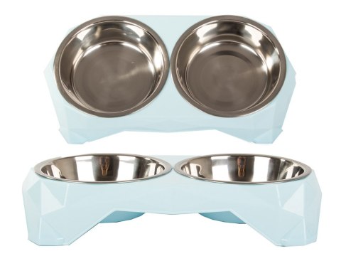 Miska podwójna dla psa kota metalowa 350ml x 2 Miska podwójna dla psa kota metalowa 350ml x 2