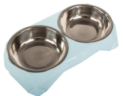 Miska podwójna dla psa kota metalowa 350ml x 2 Miska podwójna dla psa kota metalowa 350ml x 2