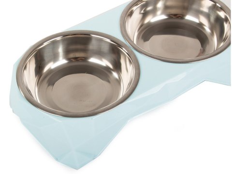 Miska podwójna dla psa kota metalowa 350ml x 2 Miska podwójna dla psa kota metalowa 350ml x 2