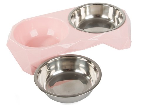 Miska podwójna dla psa kota metalowa 350ml x 2 Miska podwójna dla psa kota metalowa 350ml x 2