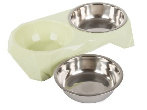 Miska podwójna dla psa kota metalowa 350ml x 2 Miska podwójna dla psa kota metalowa 350ml x 2