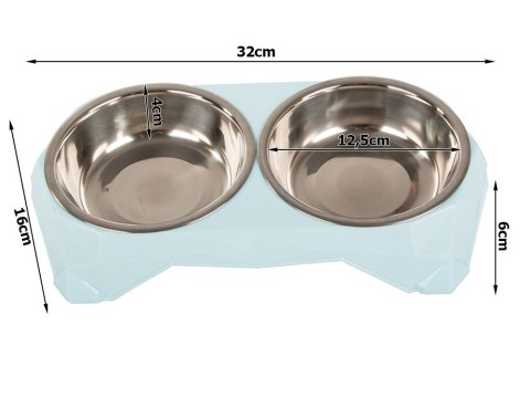 Miska podwójna dla psa kota metalowa 350ml x 2 Miska podwójna dla psa kota metalowa 350ml x 2