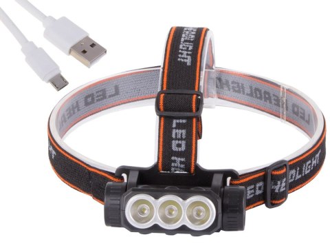 Latarka czołowa czołówka akumulatorowa 3x led Latarka czołowa czołówka akumulatorowa 3x led