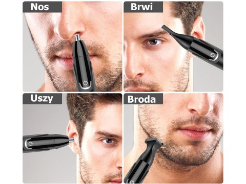 Trymer do nosa uszu depilator włosów golarka stylizacja brody brwi 3w1 aku Trymer do nosa uszu depilator włosów golarka stylizacja brody brwi 3w1 aku
