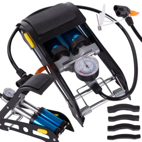 Pompka samochodowa nożna dwutłokowa końcowki rower auto do piłek materaca Pompka samochodowa nożna dwutłokowa końcowki rower auto do piłek materaca