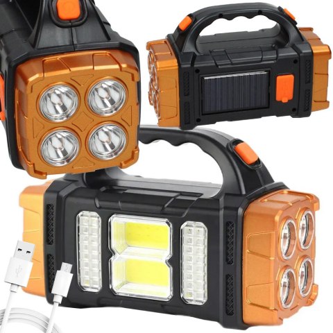 Latarka solarna przenośna lampka akumulatorowa led cob powerbank reflektor Latarka solarna przenośna lampka akumulatorowa led cob powerbank reflektor