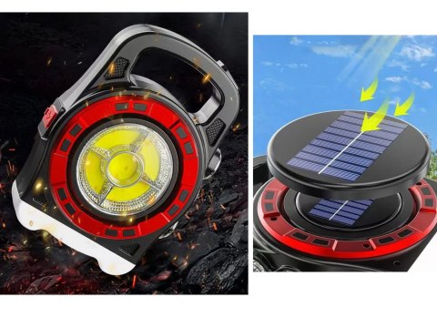 Latarka solarna przenośna lampka akumulatorowa led powerbank reflektor Latarka solarna przenośna lampka akumulatorowa led powerbank reflektor