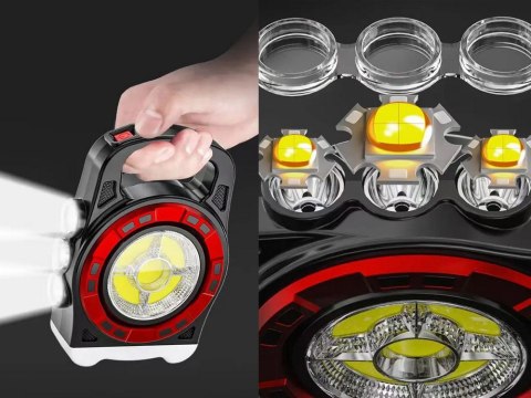 Latarka solarna przenośna lampka akumulatorowa led powerbank reflektor Latarka solarna przenośna lampka akumulatorowa led powerbank reflektor