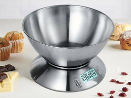 Waga kuchenna elektroniczna cyfrowa z misą miska 5kg lcd srebrna metalowa