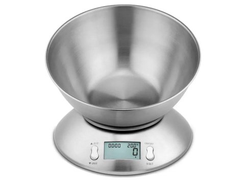 Waga kuchenna elektroniczna cyfrowa z misą miska 5kg lcd srebrna metalowa Waga kuchenna elektroniczna cyfrowa z misą miska 5kg lcd srebrna metalowa