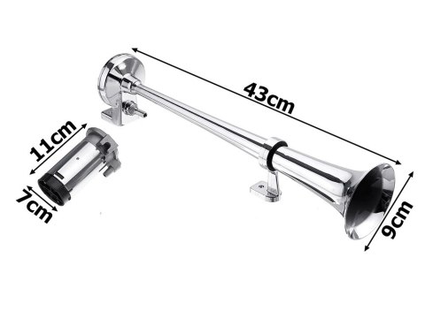 Klakson trąbka pneumatyczna 150db fanfara klakson chrom kompresor 12v Klakson trąbka pneumatyczna 150db fanfara klakson chrom kompresor 12v