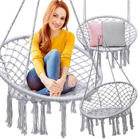 Huśtawka ogrodowa bocianie gniazdo fotel wiszący krzesło boho 80cm Huśtawka ogrodowa bocianie gniazdo fotel wiszący krzesło boho 80cm