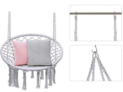 Huśtawka ogrodowa bocianie gniazdo fotel wiszący krzesło boho 80cm Huśtawka ogrodowa bocianie gniazdo fotel wiszący krzesło boho 80cm