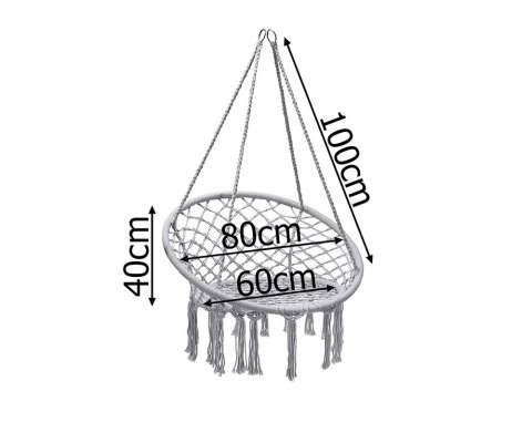 Huśtawka ogrodowa bocianie gniazdo fotel wiszący krzesło boho 80cm Huśtawka ogrodowa bocianie gniazdo fotel wiszący krzesło boho 80cm