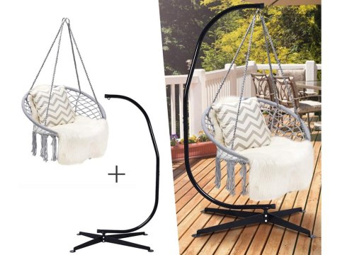Huśtawka ogrodowa bocianie gniazdo fotel wiszący krzesło boho 80cm Huśtawka ogrodowa bocianie gniazdo fotel wiszący krzesło boho 80cm