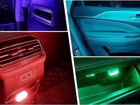 Lampka 6 led rgb do samochodu oświetlenie wnętrza dodtykowa bezprzewodowa Lampka 6 led rgb do samochodu oświetlenie wnętrza dodtykowa bezprzewodowa