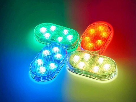 Lampka 6 led rgb do samochodu oświetlenie wnętrza dodtykowa bezprzewodowa Lampka 6 led rgb do samochodu oświetlenie wnętrza dodtykowa bezprzewodowa