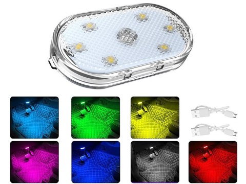 Lampka 6 led rgb do samochodu oświetlenie wnętrza dodtykowa bezprzewodowa Lampka 6 led rgb do samochodu oświetlenie wnętrza dodtykowa bezprzewodowa