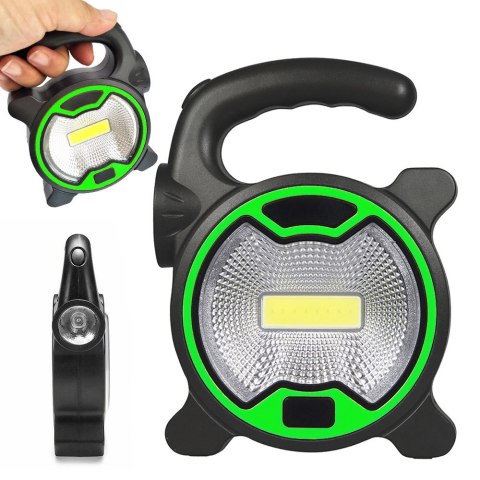 Mocna lampa latarka warsztatowa led cob z uchwytem halogen na baterie Mocna lampa latarka warsztatowa led cob z uchwytem halogen na baterie