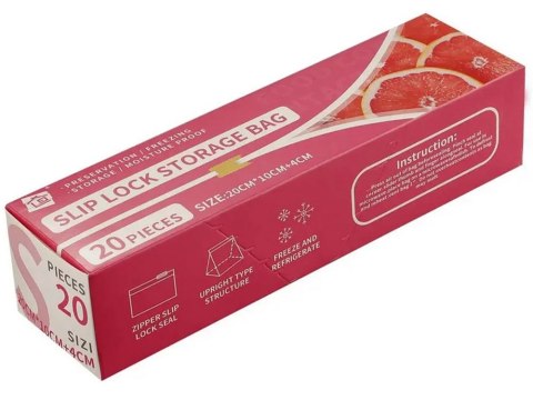 Torebki foliowe strunowe suwak zamykane szczelne do żywności 600ml 20szt Torebki foliowe strunowe suwak zamykane szczelne do żywności 600ml 20szt