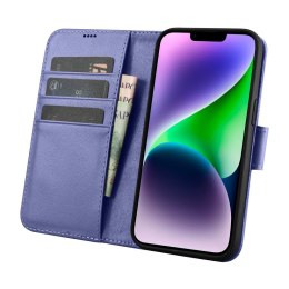 2W1 ETUI SKÓRZANY POKROWIEC Z KLAPKĄ IPHONE 14 ANTI-RFID WALLET CASE JASNOFIOLETOWY