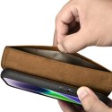 2W1 ETUI SKÓRZANY POKROWIEC Z KLAPKĄ IPHONE 14 PLUS ANTI-RFID OIL WAX WALLET CASE JASNO-BRĄZOWY