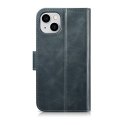 2W1 ETUI SKÓRZANY POKROWIEC Z KLAPKĄ IPHONE 14 PLUS ANTI-RFID OIL WAX WALLET CASE NIEBIESKI