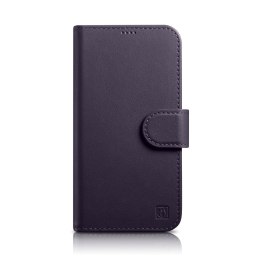 2W1 ETUI SKÓRZANY POKROWIEC Z KLAPKĄ IPHONE 14 PLUS ANTI-RFID WALLET CASE CIEMNOFIOLETOWY