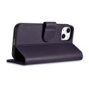 2W1 ETUI SKÓRZANY POKROWIEC Z KLAPKĄ IPHONE 14 PLUS ANTI-RFID WALLET CASE CIEMNOFIOLETOWY