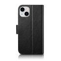 2W1 ETUI SKÓRZANY POKROWIEC Z KLAPKĄ IPHONE 14 PLUS ANTI-RFID WALLET CASE CZARNY