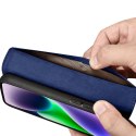 2W1 ETUI SKÓRZANY POKROWIEC Z KLAPKĄ IPHONE 14 PLUS ANTI-RFID WALLET CASE NIEBIESKI