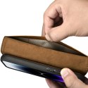 2W1 ETUI SKÓRZANY POKROWIEC Z KLAPKĄ IPHONE 14 PRO ANTI-RFID OIL WAX WALLET CASE JASNO-BRĄZOWY