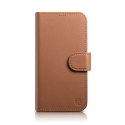 2W1 ETUI SKÓRZANY POKROWIEC Z KLAPKĄ IPHONE 14 PRO ANTI-RFID WALLET CASE BRĄZOWY