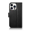 2W1 ETUI SKÓRZANY POKROWIEC Z KLAPKĄ IPHONE 14 PRO ANTI-RFID WALLET CASE CZARNY