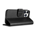 2W1 ETUI SKÓRZANY POKROWIEC Z KLAPKĄ IPHONE 14 PRO ANTI-RFID WALLET CASE CZARNY